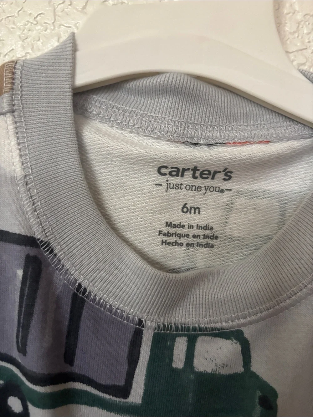 Carter's Light Gray Vehicle Print Pajama Set with Red & Green Accents